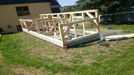 Bild in der Bildergallerie zu Fachwerkschuppen Neubau in Fichte
