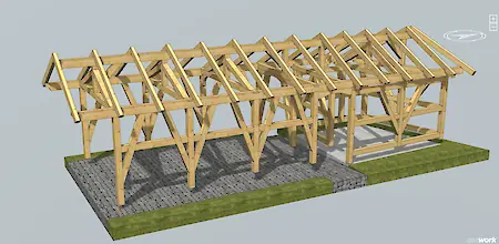 Bild in der Bildergallerie zu Fachwerkcarport Neubau in Fichte