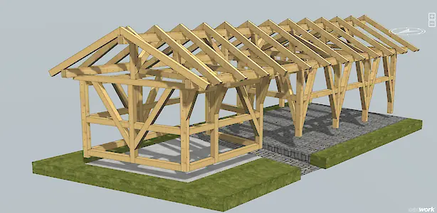 Bild in der Bildergallerie zu Fachwerkcarport Neubau in Fichte